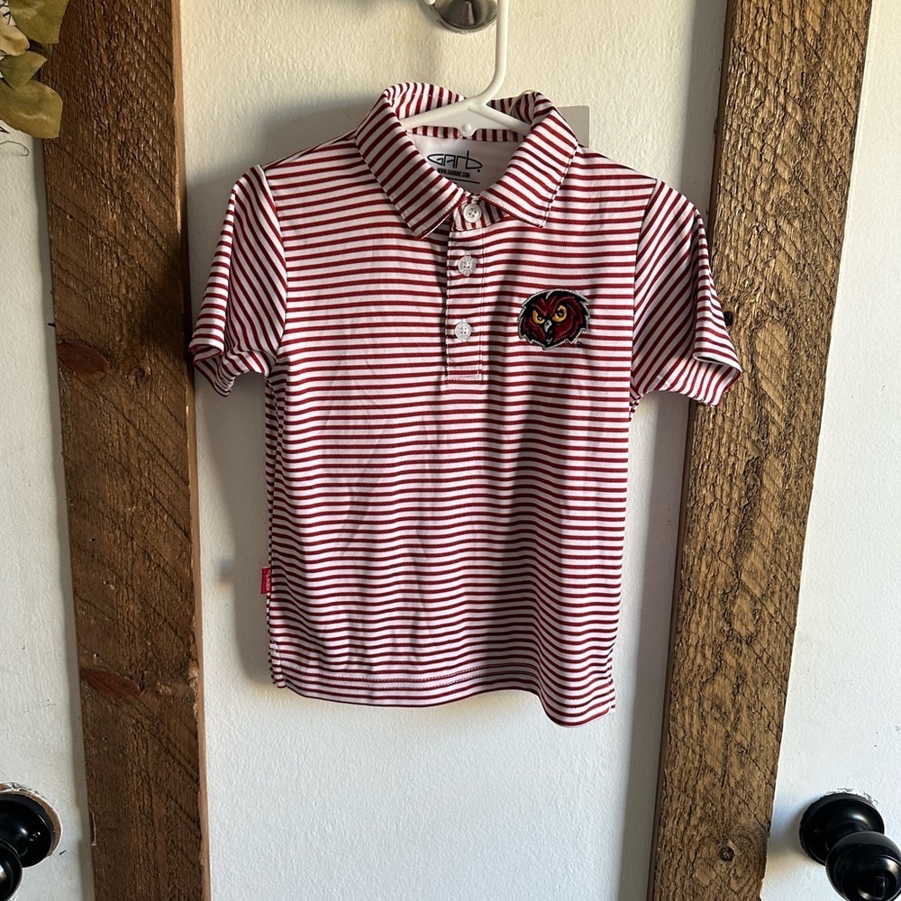 New Toddler Temple Owls Striped Polo Logo Front Temple University by Garb Inc